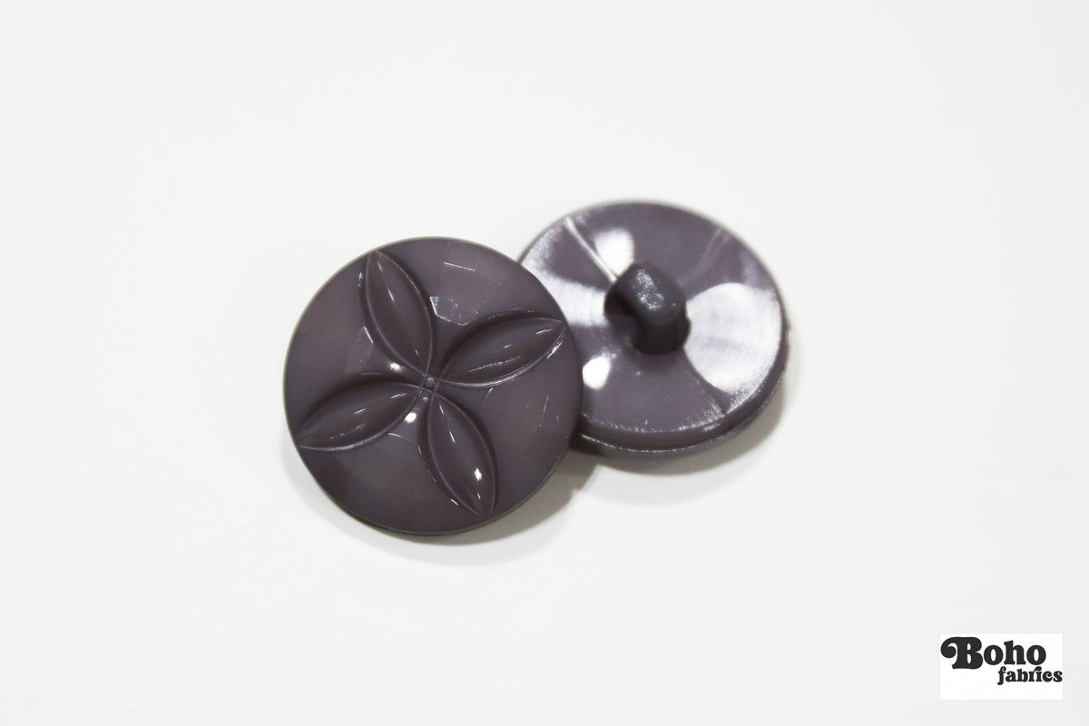 Sand Dollar Gray Violet Plastic Shank Buttons. 24L (15mm / 5/8"), 36L (23mm / 7/8") - Boho Fabrics - Buttons & Snaps