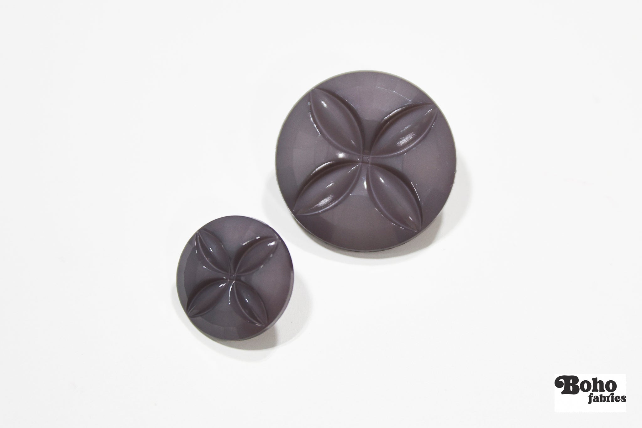 Sand Dollar Gray Violet Plastic Shank Buttons. 24L (15mm / 5/8"), 36L (23mm / 7/8") - Boho Fabrics - Buttons & Snaps