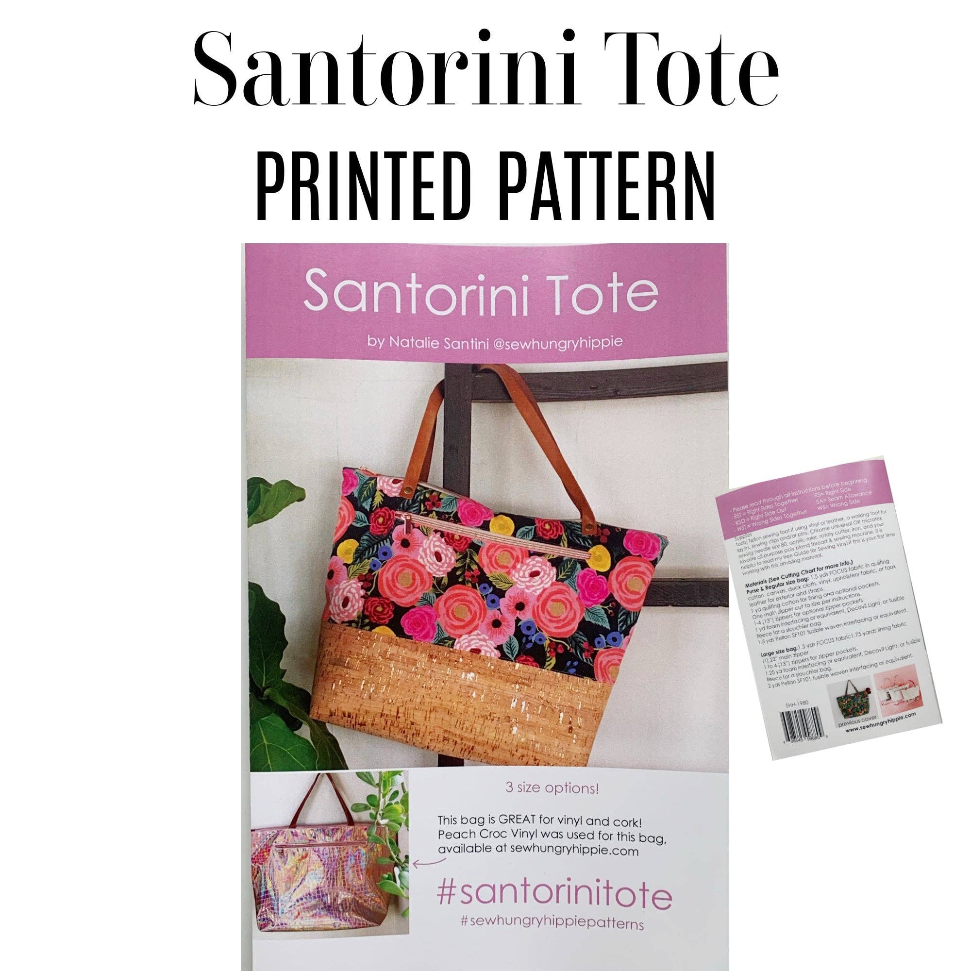 Santorini Tote Printed Sewing Pattern - Boho Fabrics - Sewing Patterns