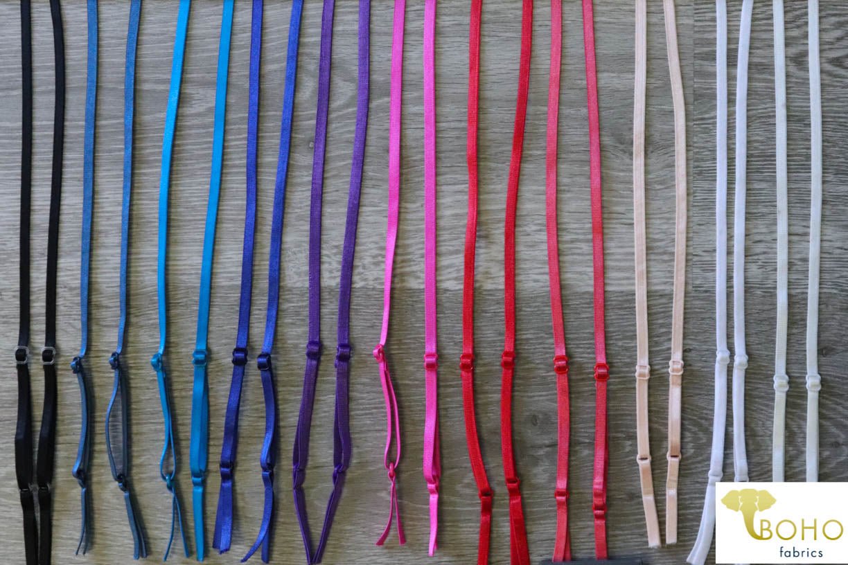 Satin Straps: Adjustable Elastic Straps. 1/4" (6mm) - Boho Fabrics