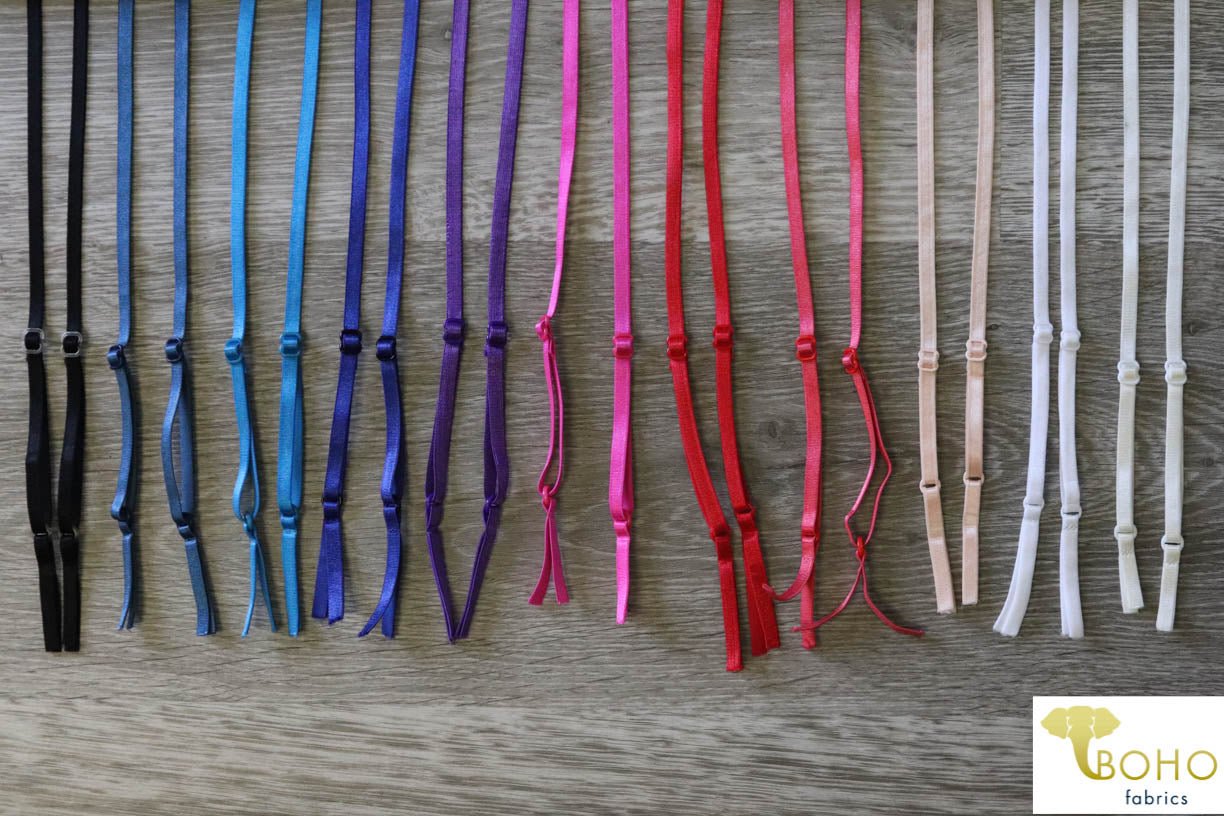Satin Straps: Adjustable Elastic Straps. 1/4" (6mm) - Boho Fabrics