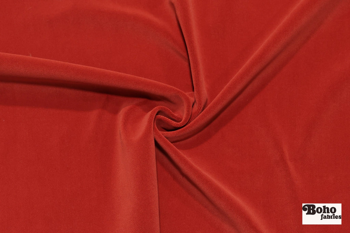Scarlet Red, Velveteen Woven Fabric - Boho Fabrics - Home Dec. & Upholstery Fabric