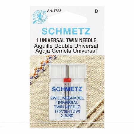 Schmetz Universal Twin Needle 2.5/80 1723 - Boho Fabrics - Sewing Needles