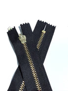 Sculpted Bar Pull - Black , 5 Brass Closed End Zipper. Size 25" (Deadstock) - Boho Fabrics - Zippers