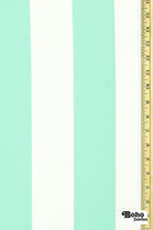 Seafoam Green & White, 3" Wide Striped Canvas Woven Fabric - Boho Fabrics - Canvas Fabric
