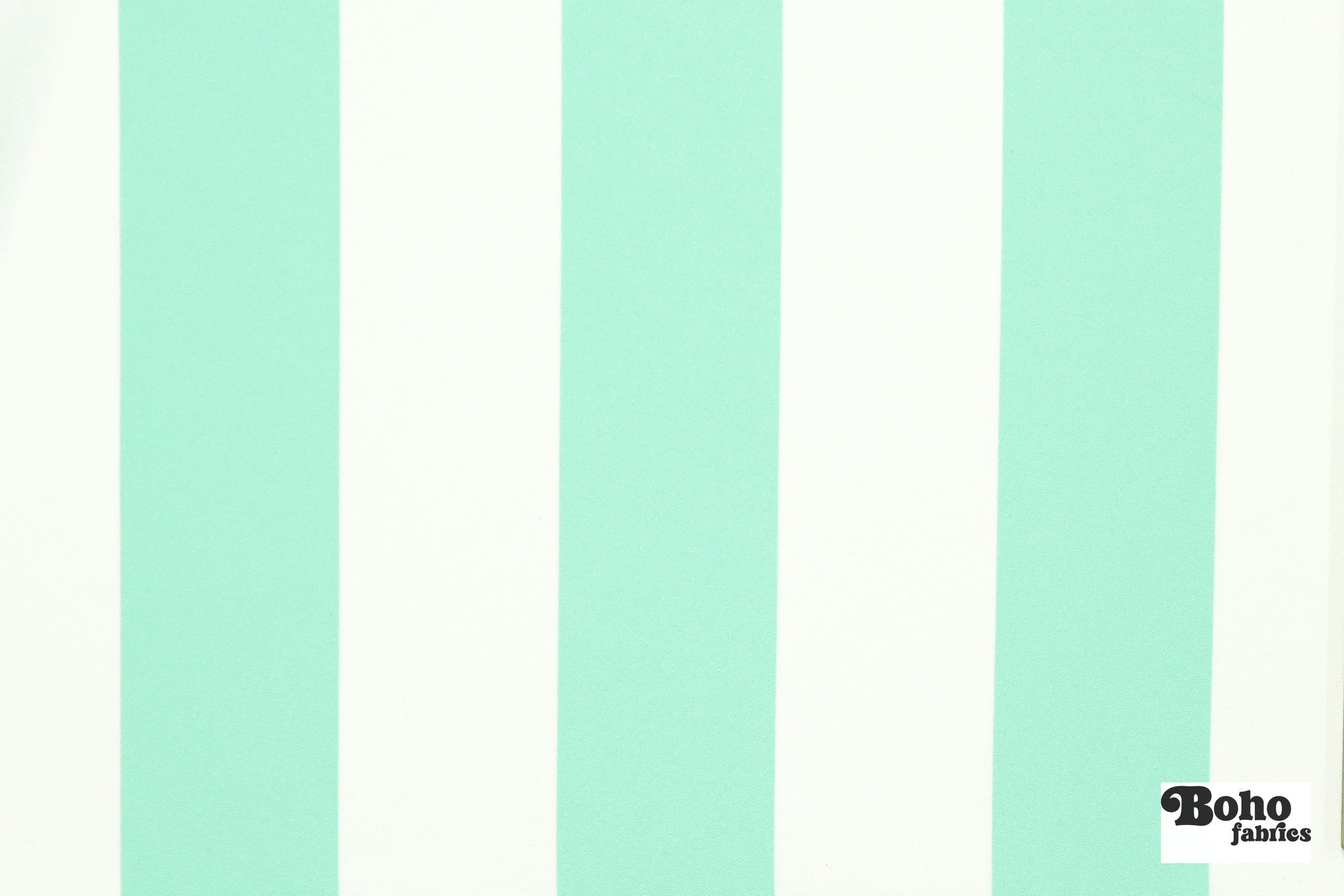 Seafoam Green & White, 3" Wide Striped Canvas Woven Fabric - Boho Fabrics - Canvas Fabric