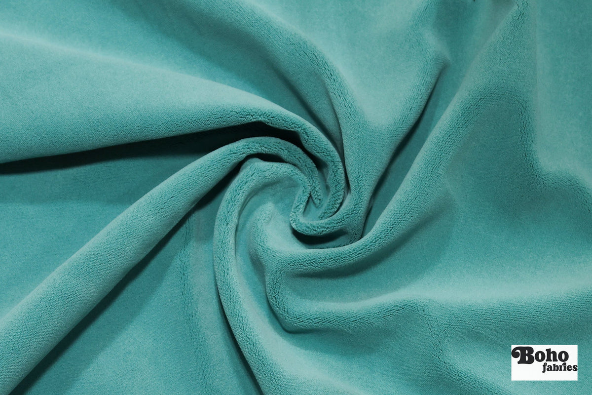 Seafoam Teal, Velveteen Woven Fabric - Boho Fabrics - Home Dec. & Upholstery Fabric