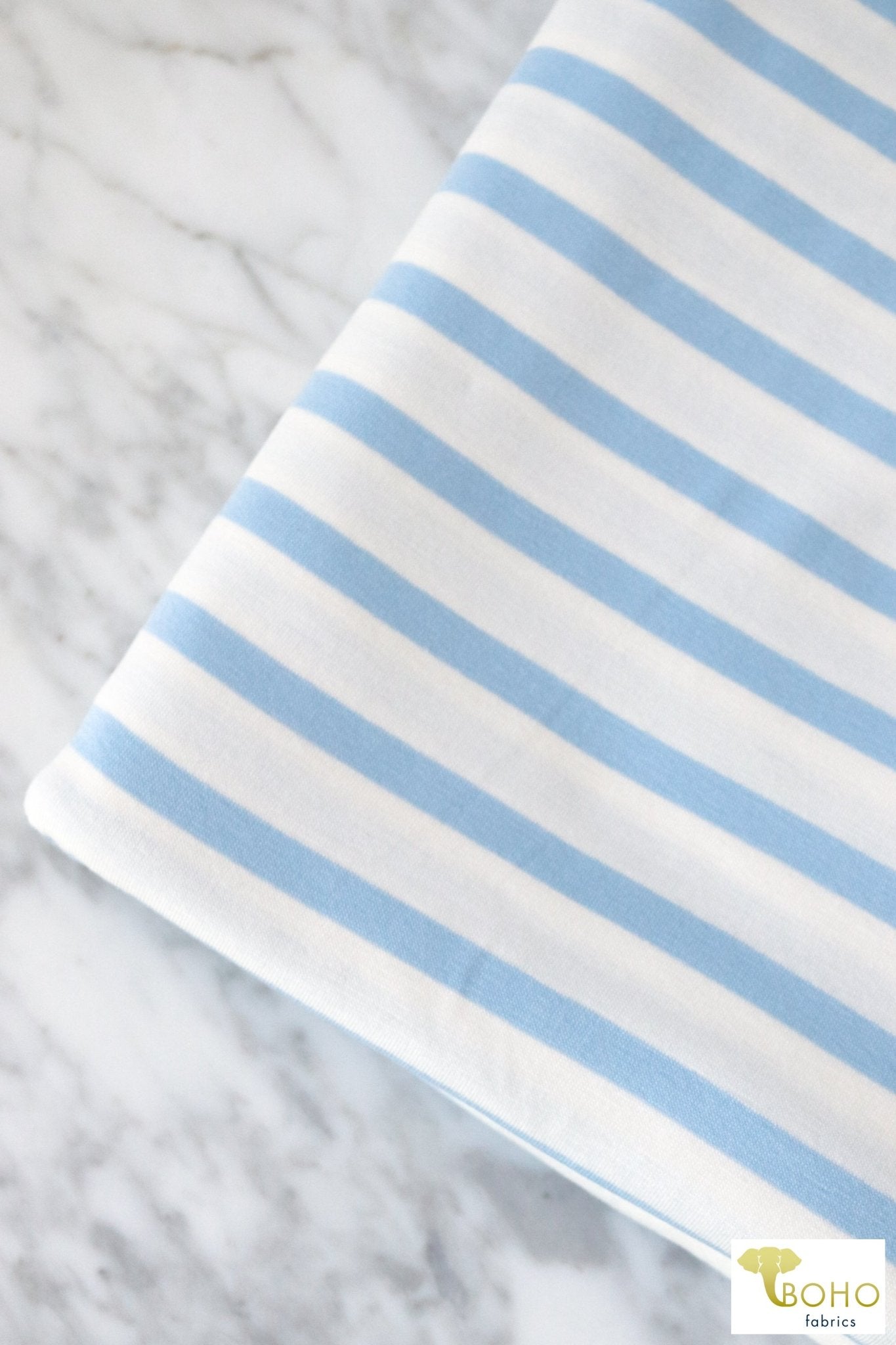 Set-Sail Blue Stripes, Rayon Spandex Print. RJP-305 - Boho Fabrics