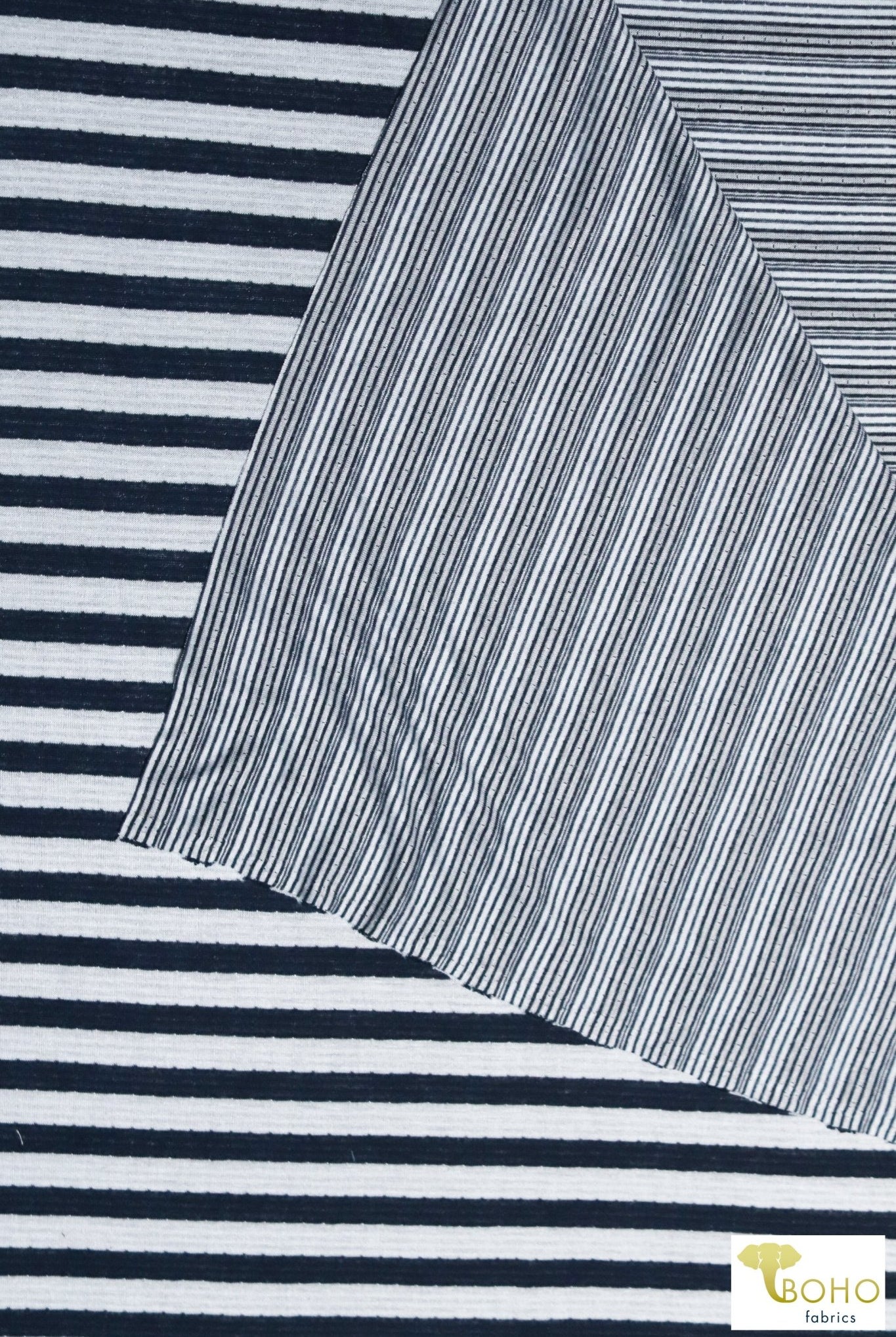 Shoreline, Double Jersey Stripes. Rayon Spandex Print. JER-P-107 - Boho Fabrics