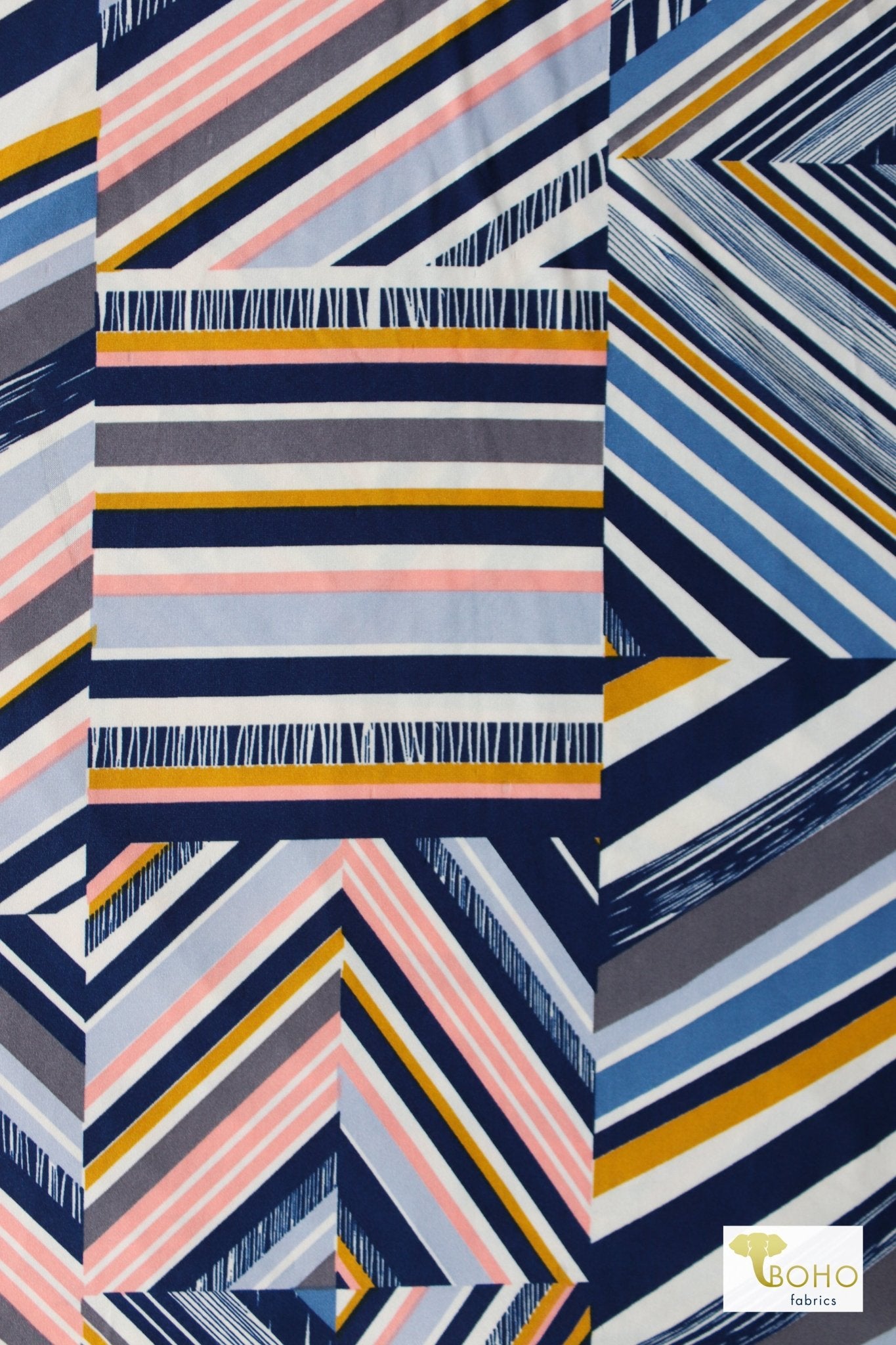 Sideway Seaside Blue/Pink, DTY Print - Boho Fabrics