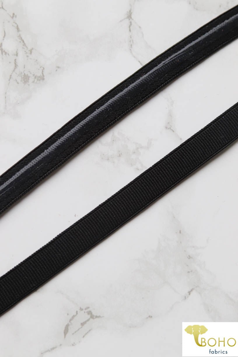 Silicone Backed, Black Elastic 1/2". Sold in 3 Yard & 5 Yard Increments - Boho Fabrics