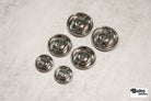Silver, 4 Hole Plastic Buttons. 28L (18mm/11/16"), 36L (23mm/7/8"), 48L (30mm/ 1 1/4"), 54L (34mm/ 1 3/8") - Boho Fabrics - Buttons & Snaps