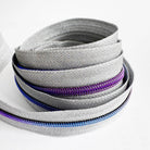 Silver and Purple 5 Nylon Continuous Zipper Tape - Boho Fabrics - Zippers