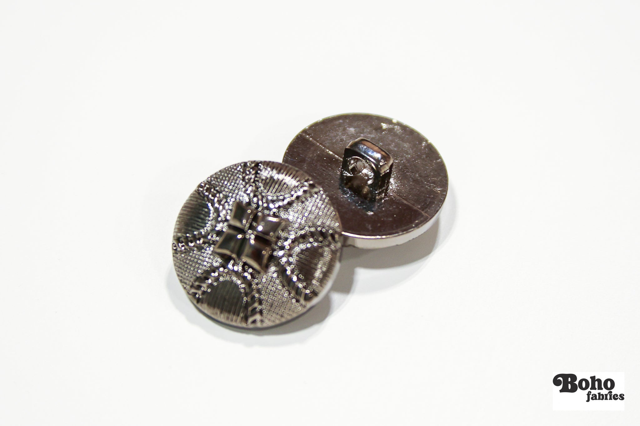 Silver Four Diamonds Dome Plastic Shank Buttons. 34L (21mm / 7/8"). Set of 6 - Boho Fabrics - Buttons & Snaps