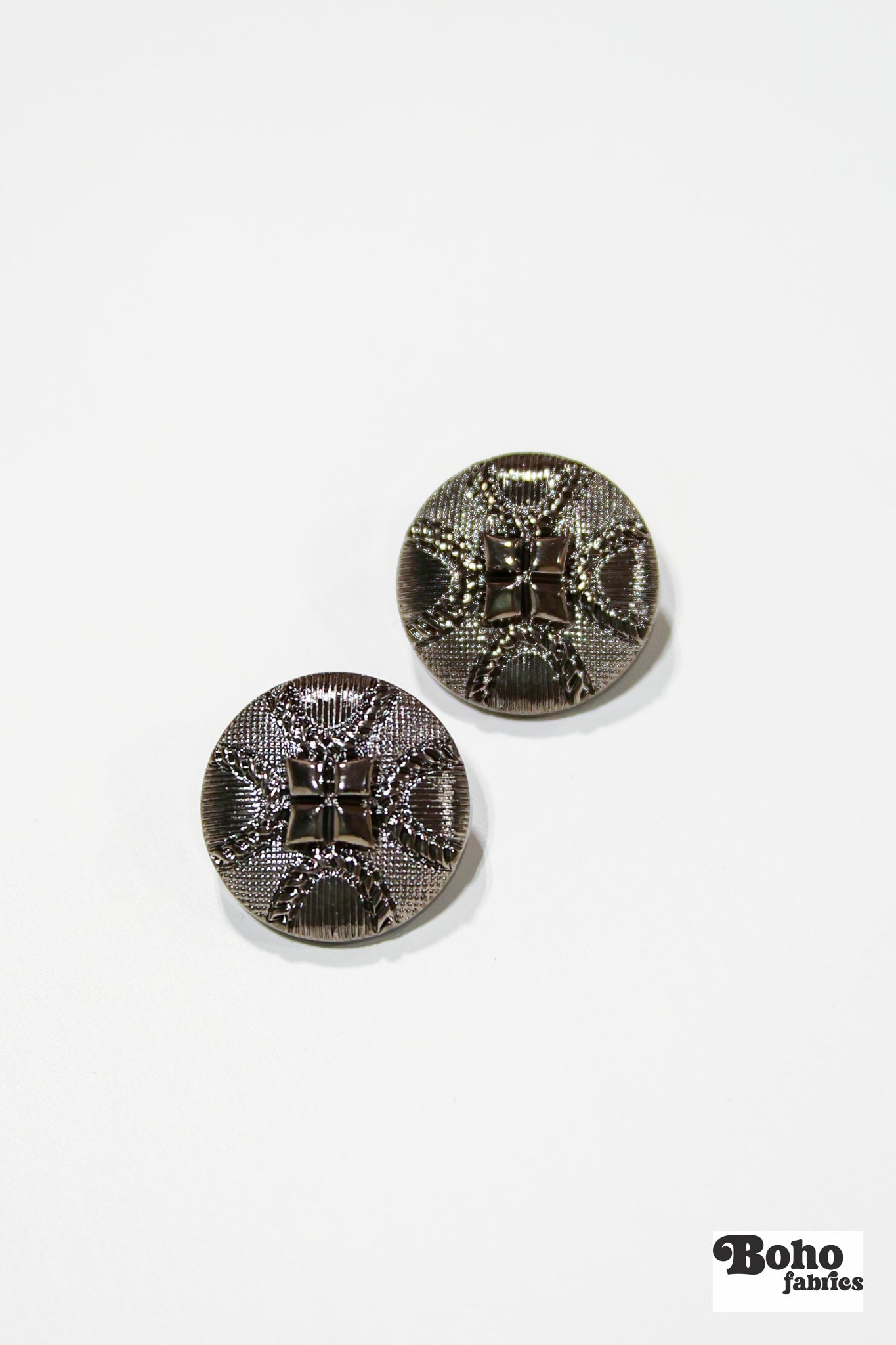 Silver Four Diamonds Dome Plastic Shank Buttons. 34L (21mm / 7/8"). Set of 6 - Boho Fabrics - Buttons & Snaps