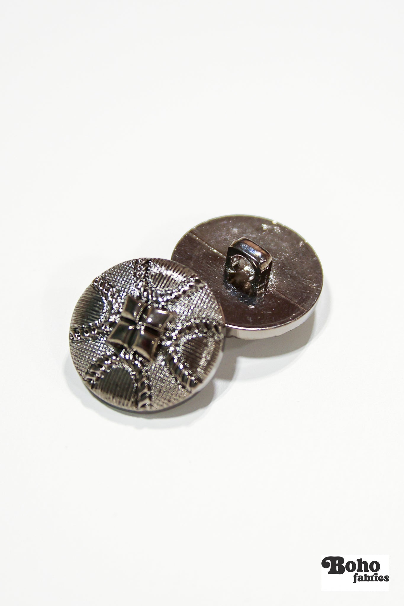 Silver Four Diamonds Dome Plastic Shank Buttons. 34L (21mm / 7/8"). Set of 6 - Boho Fabrics - Buttons & Snaps