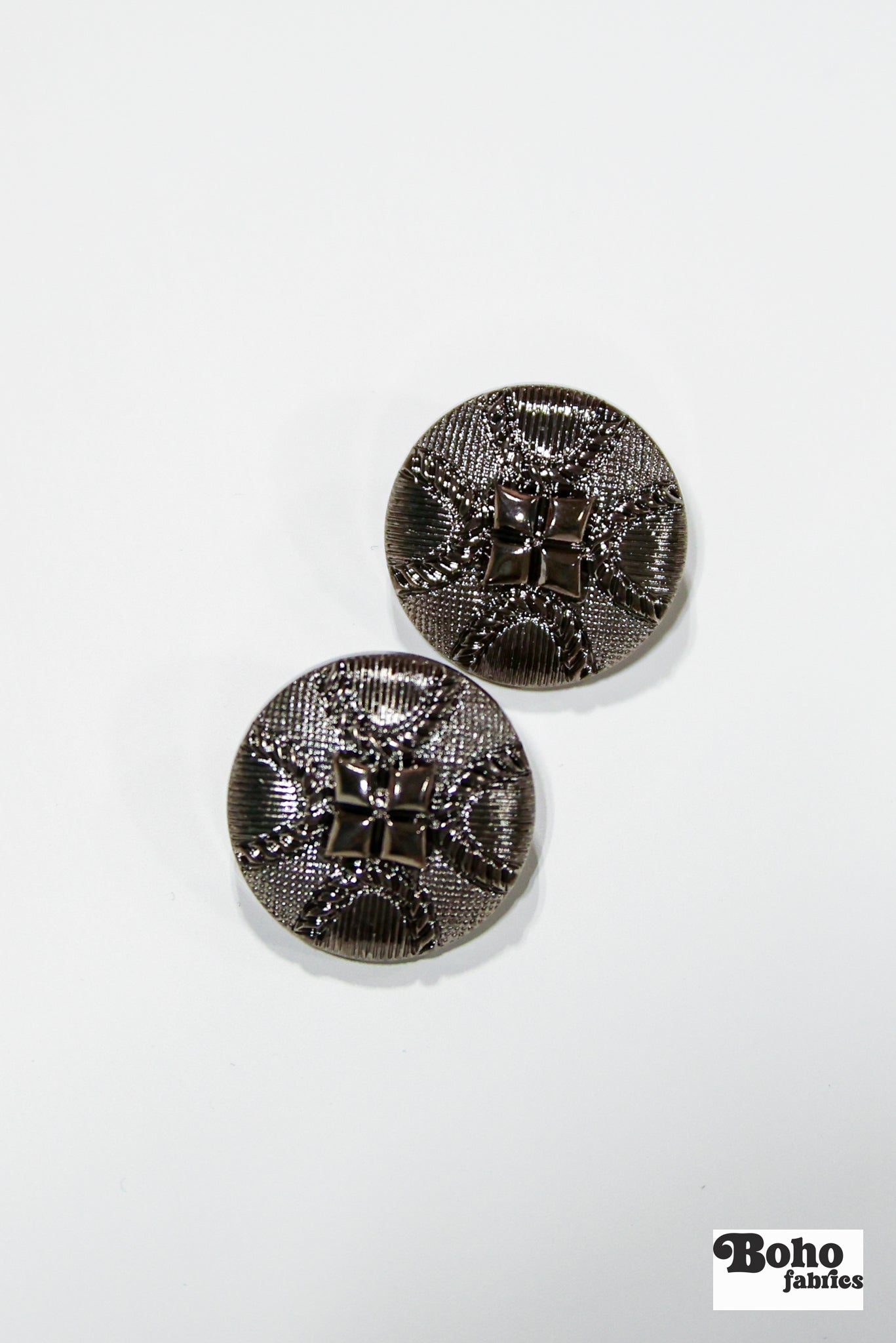 Silver Four Diamonds Dome Plastic Shank Buttons. 34L (21mm / 7/8"). Set of 6 - Boho Fabrics - Buttons & Snaps