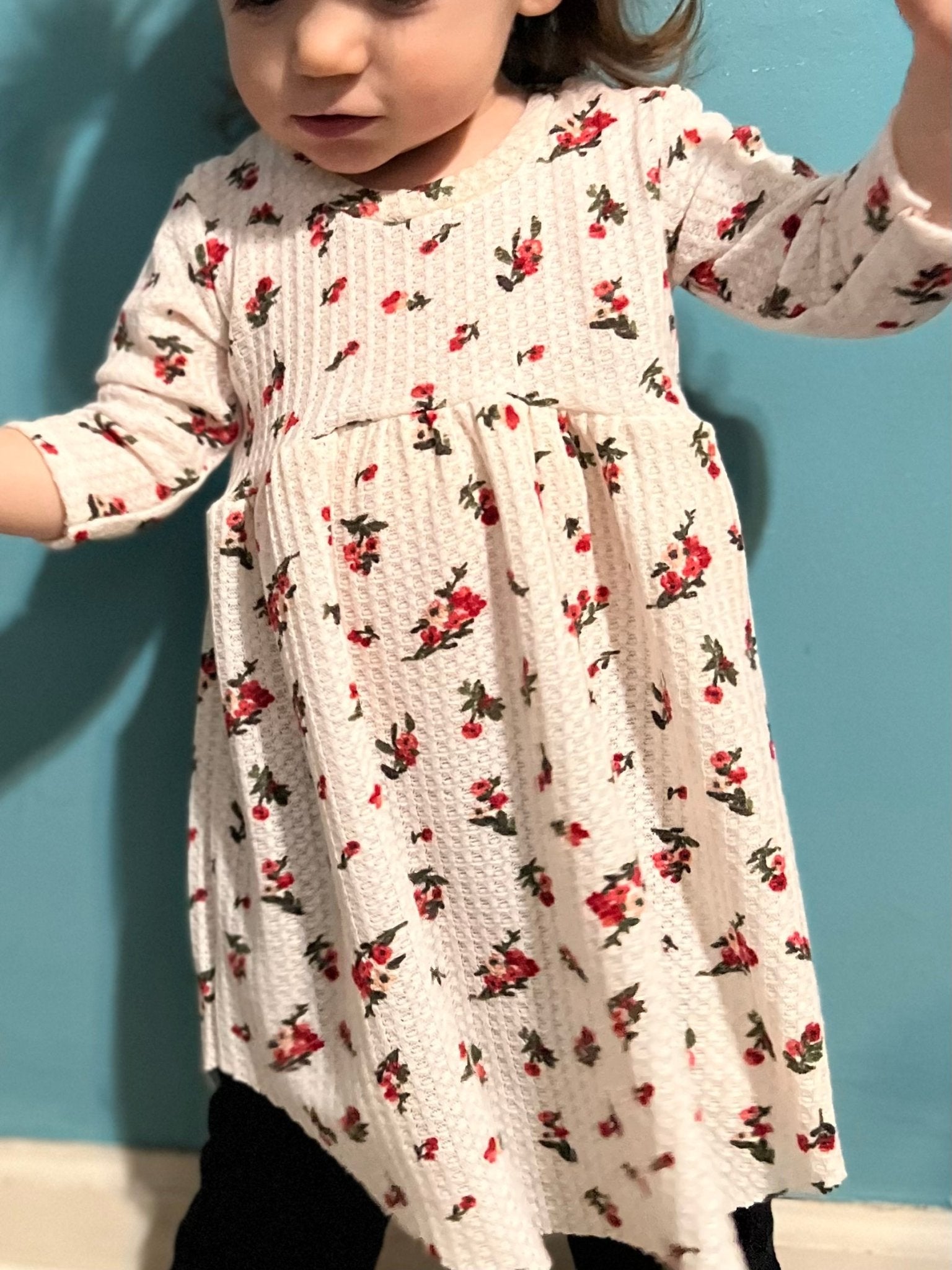 Simone Florals on White, Waffle Knit Fabric - Boho Fabrics