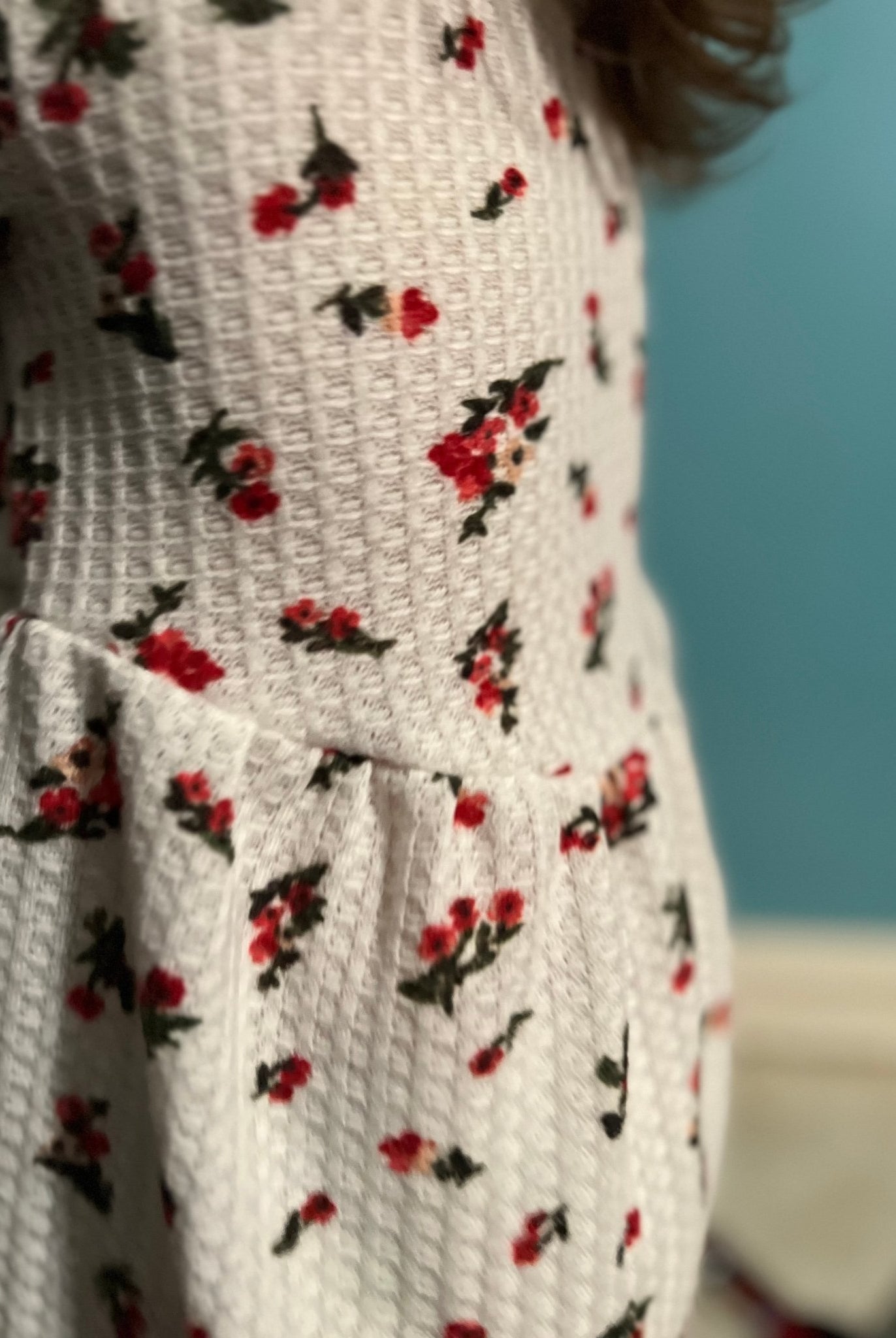 Simone Florals on White, Waffle Knit Fabric - Boho Fabrics