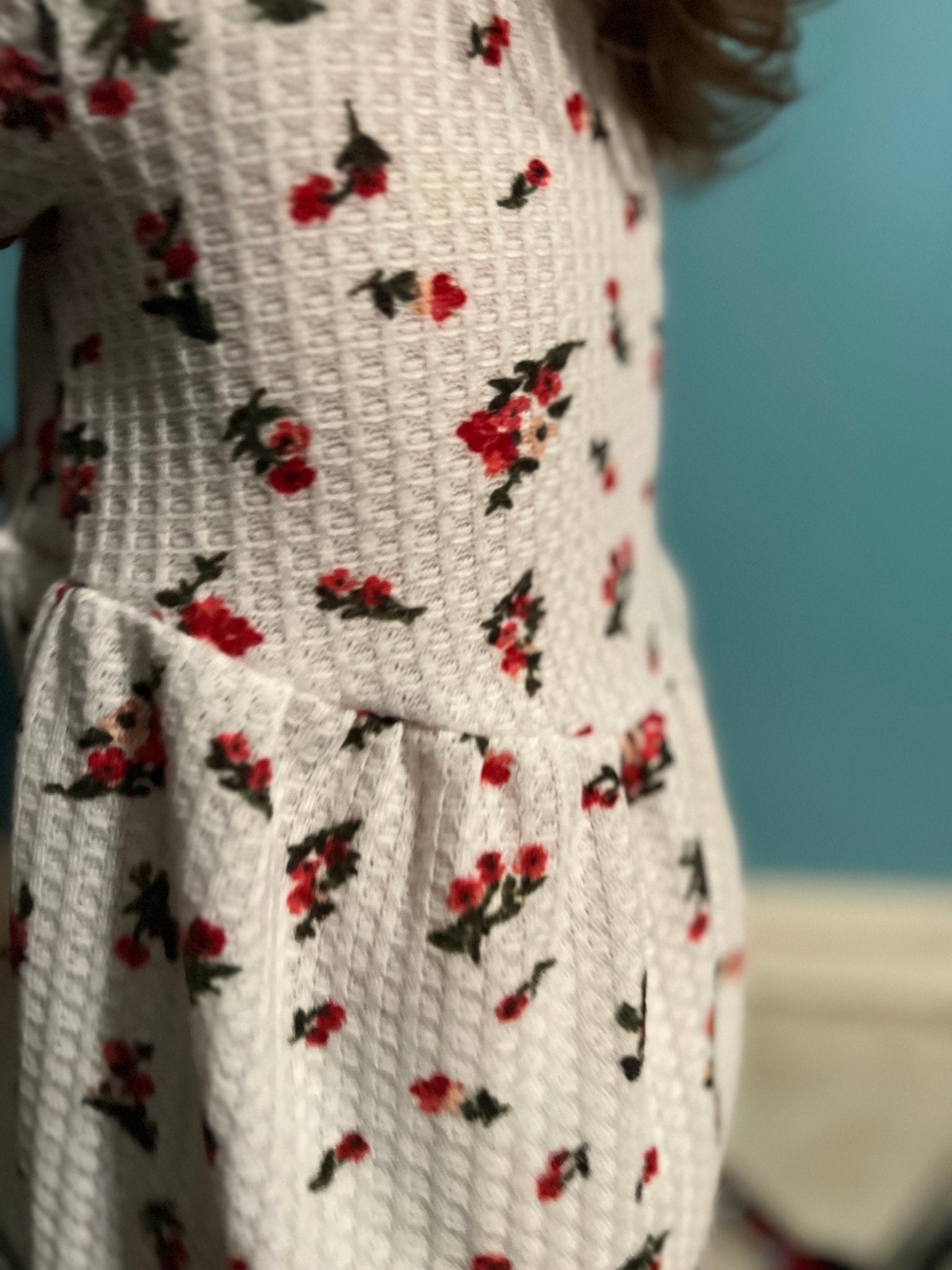 Simone Florals on White, Waffle Knit Fabric - Boho Fabrics