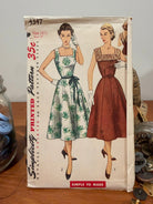 Simplicity Sewing Pattern #4347 — Half-Size One-Piece Dress, Size 18½, Bust 37, Vintage 1950s - Boho Fabrics - Sewing Patterns