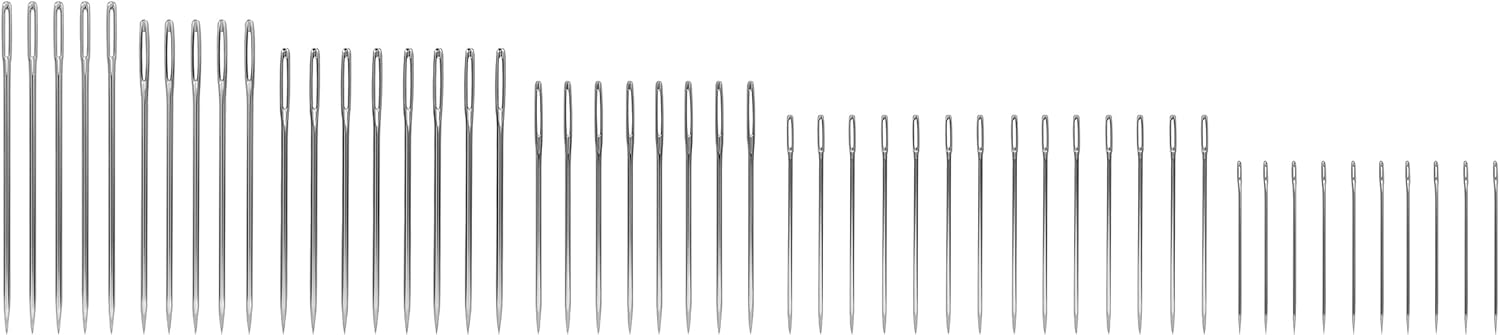 SINGER 50ct Assorted Large Eye Needles for Hand Sewing, Self - Threading Sewing Needles, 6 Sizes - Boho Fabrics - Sewing Needles
