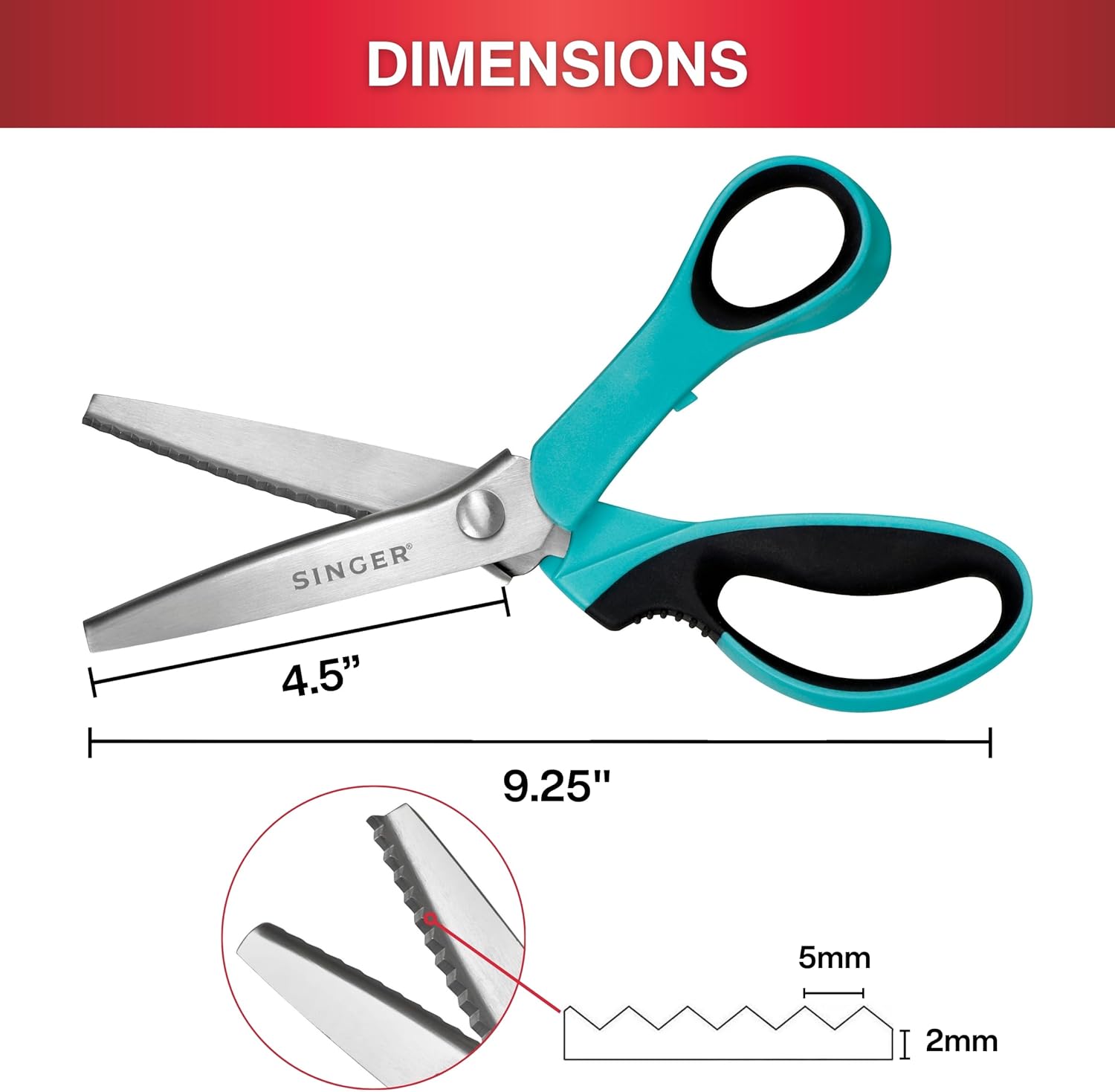 Singer ProSeries 9" Pinking Shears - Heavy - Duty Stainless Steel - Boho Fabrics - Cutting Supplies