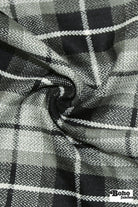Slate Windowpane Plaid Wool Woven Fabric - Boho Fabrics - Wool Coating, Woven