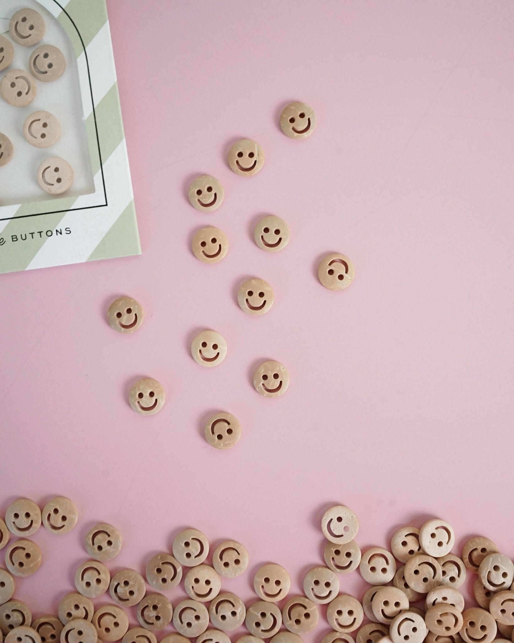 Smiley Face 1/2" Wood Buttons - Boho Fabrics - Buttons & Snaps