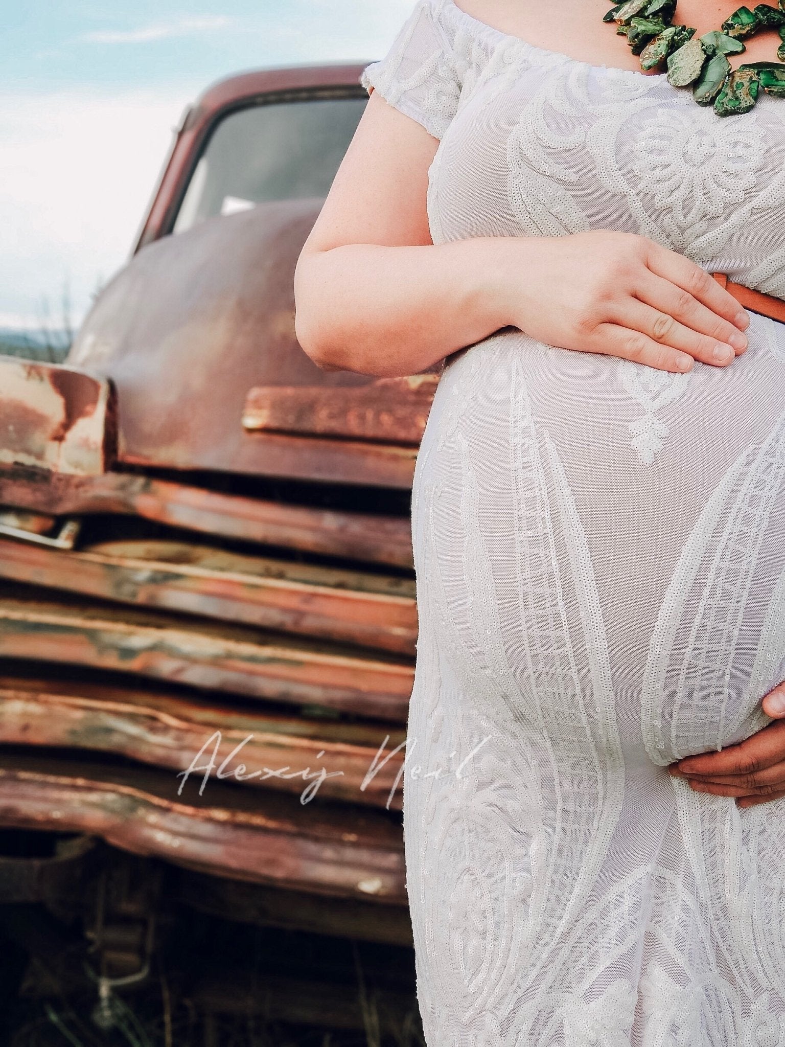Special Occasion: "Damask Dreams" White Sequined Stretch Mesh - Boho Fabrics