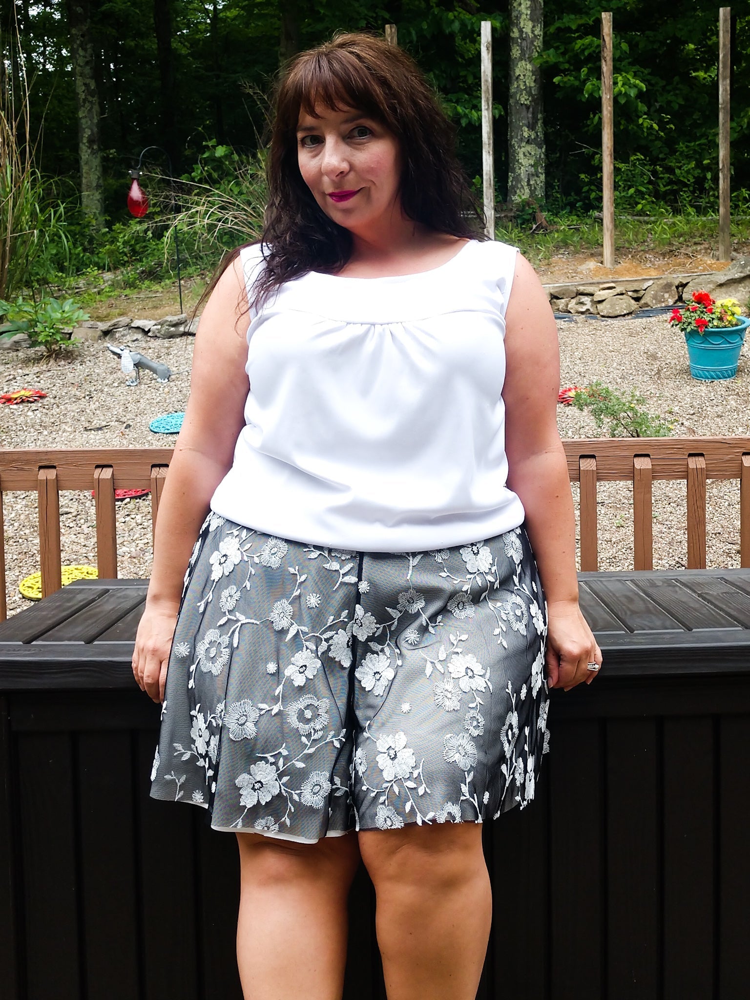 Special Occasion: Embroidered White Daisy Vines on Black - Boho Fabrics