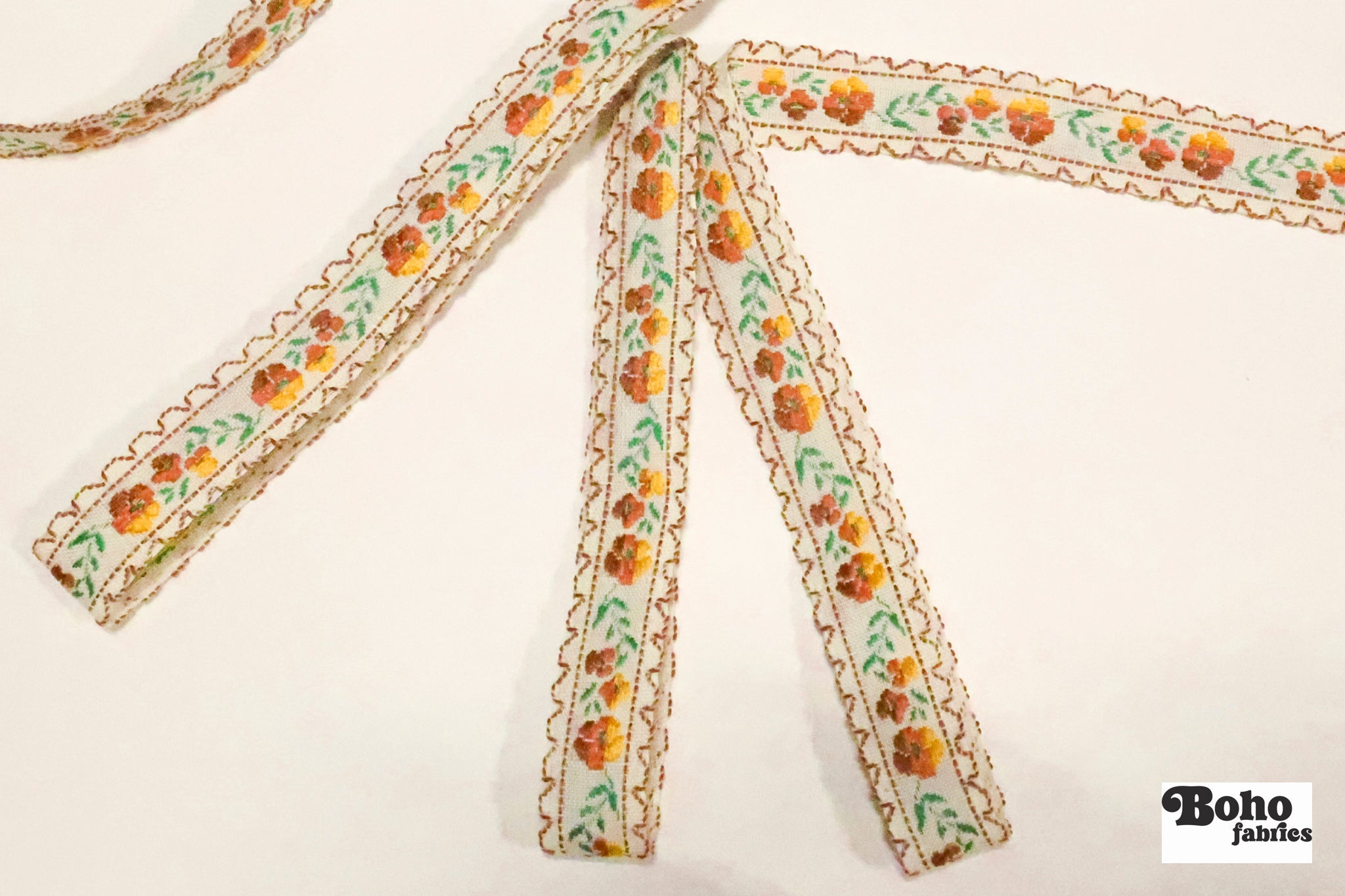 Spool of 400 Yards. Rose Chain in Harvest, 6/8" Vintage Jacquard Woven Trim, TRIM - 044 - Boho Fabrics - Trims