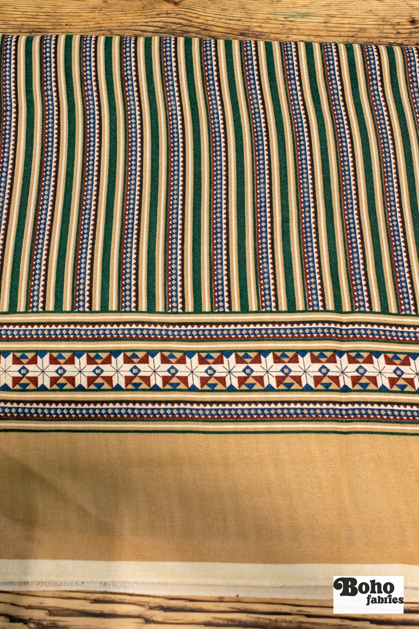 Starblock Stripe, Vintage Woven Fabric. SOLD AS 3 Yard Piece - Boho Fabrics - Vintage Fabric