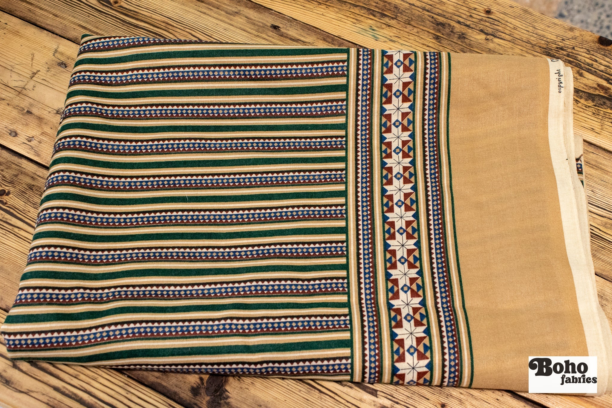 Starblock Stripe, Vintage Woven Fabric. SOLD AS 3 Yard Piece - Boho Fabrics - Vintage Fabric