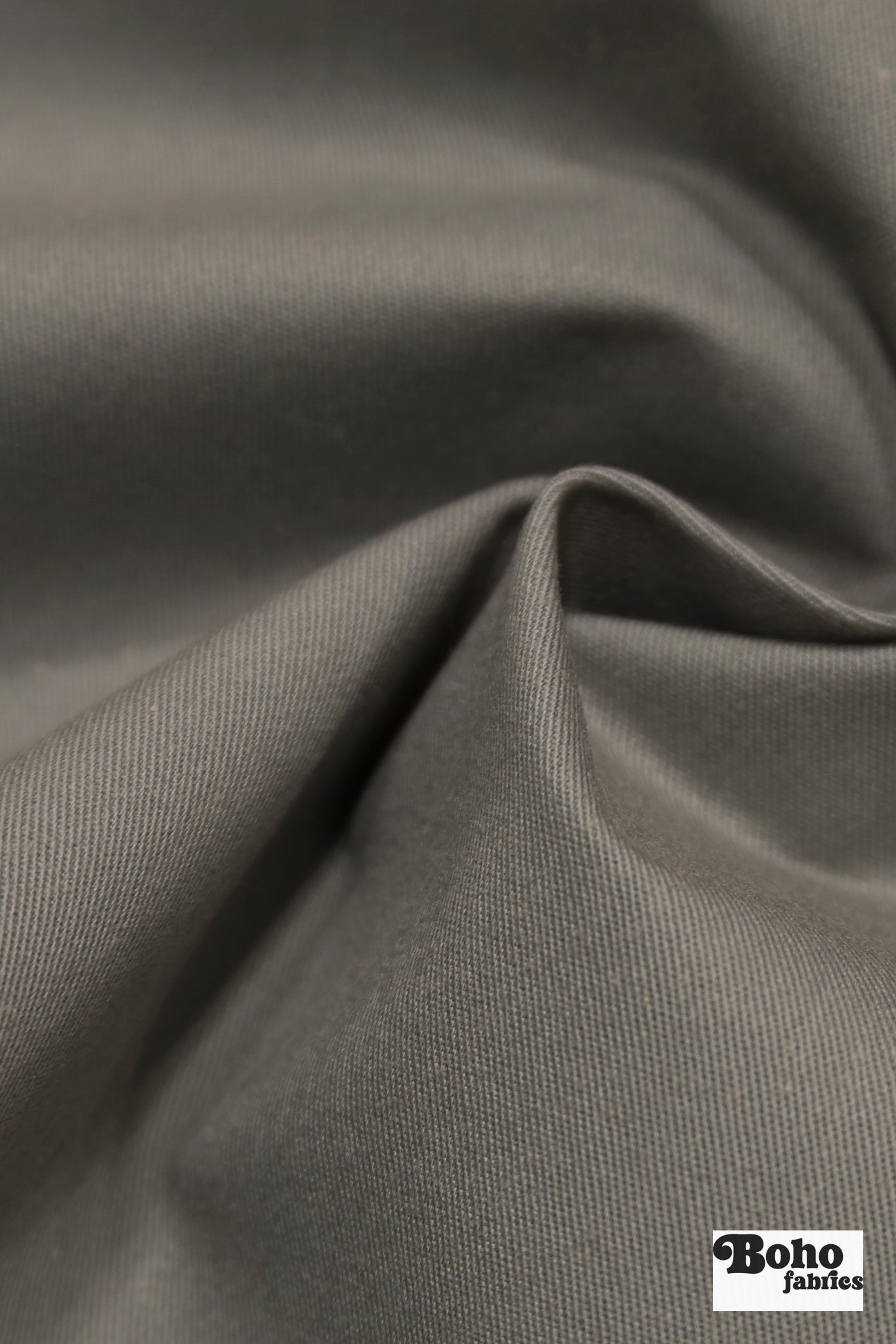 Steel Gray, Deadstock Cotton Twill Woven Fabric - Boho Fabrics - Twill