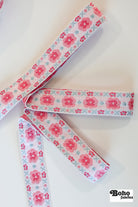 Stitchwork Blooms in Pink, 1" Vintage Jacquard Woven Trim, TRIM - 028 - Boho Fabrics - Trims