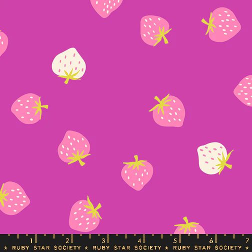 Strawberries in Berry by Kimberly Kight for Ruby Star Society - Strawberry Collection. Cotton Fabric - RS3085 18 - Boho Fabrics - Quilting Cotton, Woven
