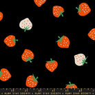 Strawberries in Black by Kimberly Kight for Ruby Star Society - Strawberry Collection. Cotton Fabric - RS3085 22 - Boho Fabrics - Quilting Cotton, Woven