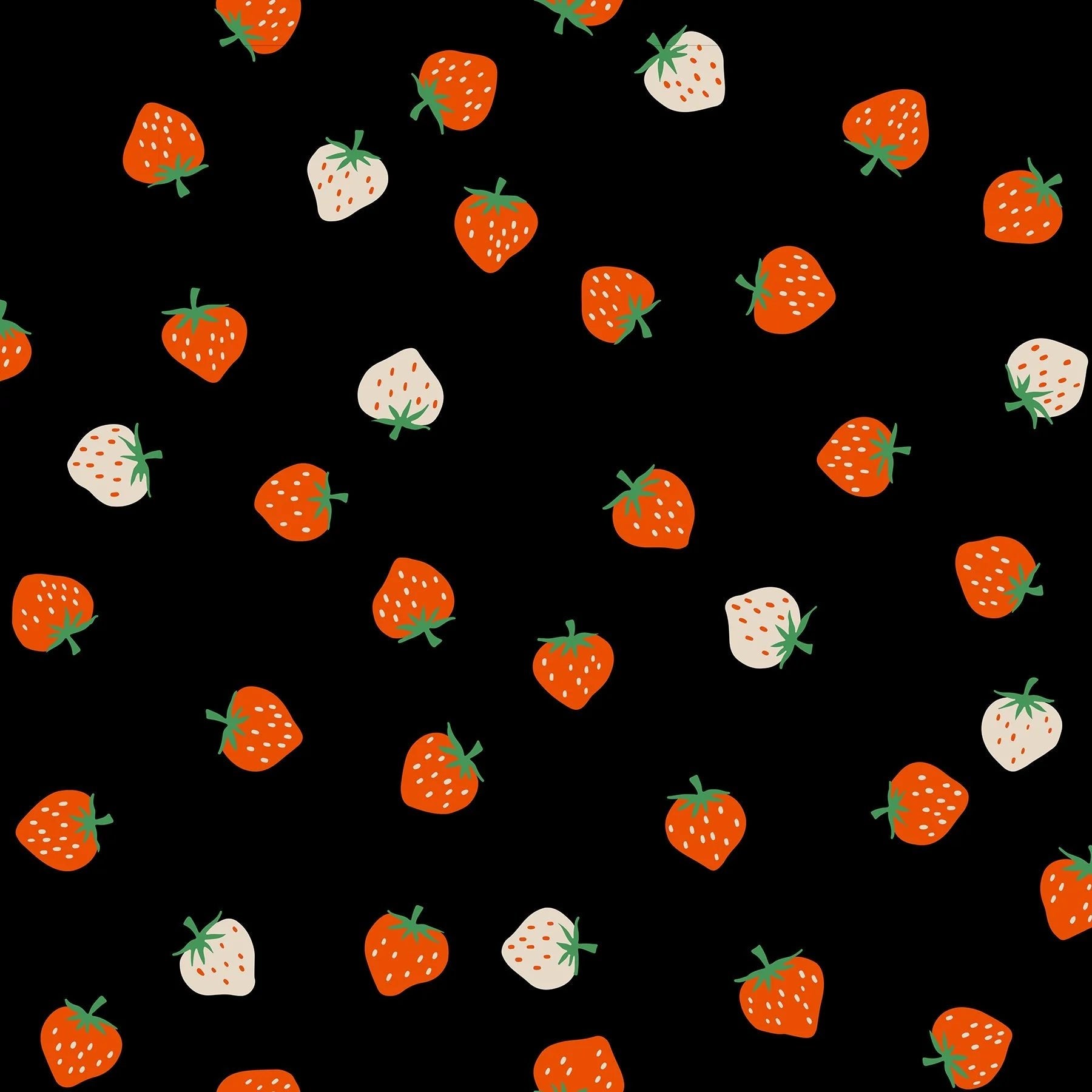 Strawberries in Black by Kimberly Kight for Ruby Star Society - Strawberry Collection. Cotton Fabric - RS3085 22 - Boho Fabrics - Quilting Cotton, Woven