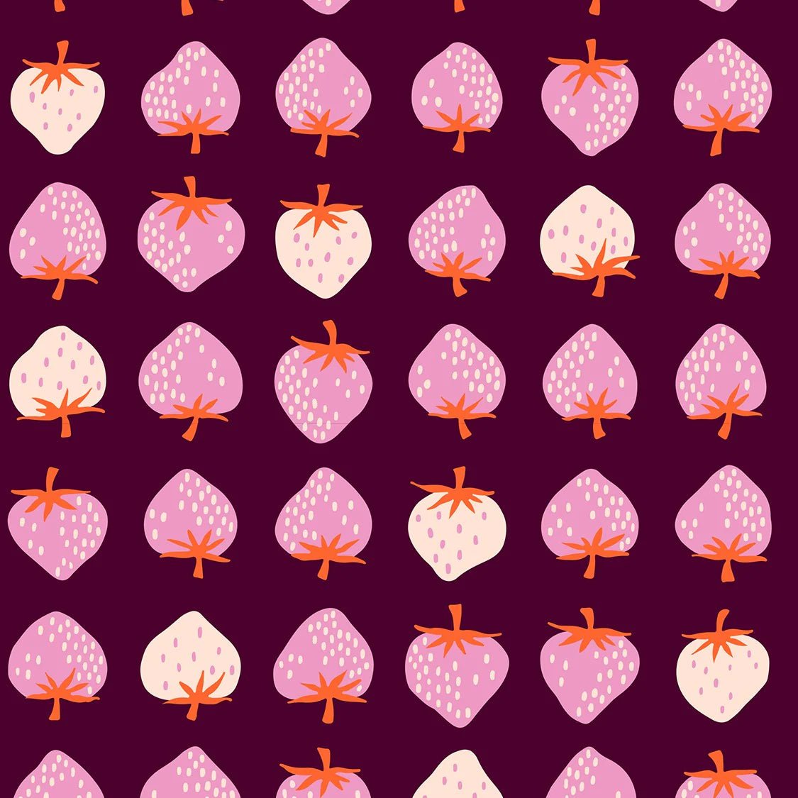 Strawberries in Deep Plum by Kimberly Kight for Ruby Star Society - Strawberry Collection. Cotton Fabric - RS3084 19 - Boho Fabrics - Quilting Cotton, Woven
