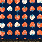 Strawberries in Navy by Kimberly Kight for Ruby Star Society - Strawberry Collection. Cotton Fabric - RS3084 23 - Boho Fabrics - Quilting Cotton, Woven