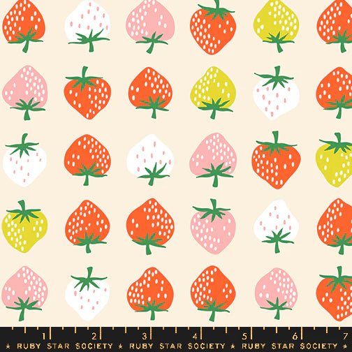 Strawberries in Shell by Kimberly Kight for Ruby Star Society - Strawberry Collection. Cotton Fabric - RS3084 11 - Boho Fabrics - Quilting Cotton, Woven