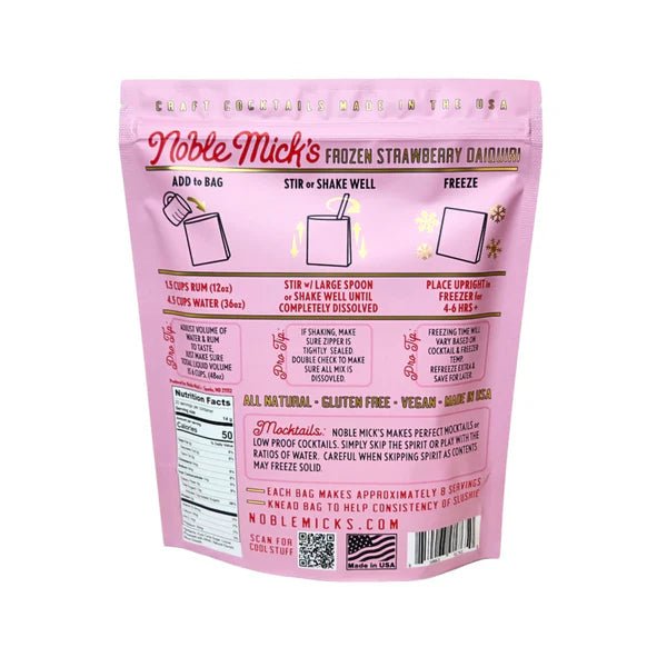 Strawberry Daiquiri, Noble Mick's Frozen Cocktail Drink Mix - Boho Fabrics - Holiday Gifts