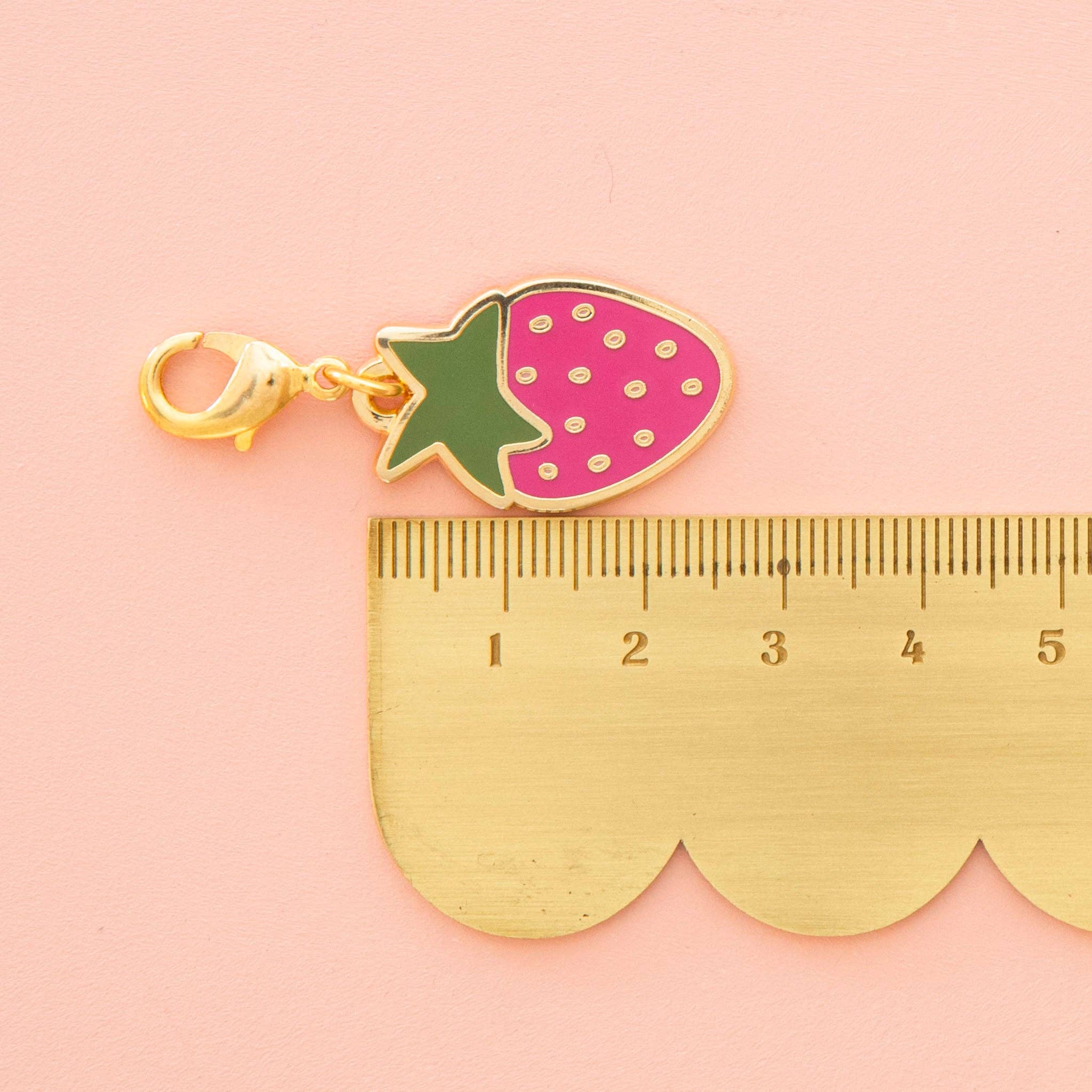 Strawberry Enamel Removable Zipper Charm - Boho Fabrics - Bag Making Supplies