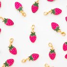 Strawberry Enamel Removable Zipper Charm - Boho Fabrics - Bag Making Supplies