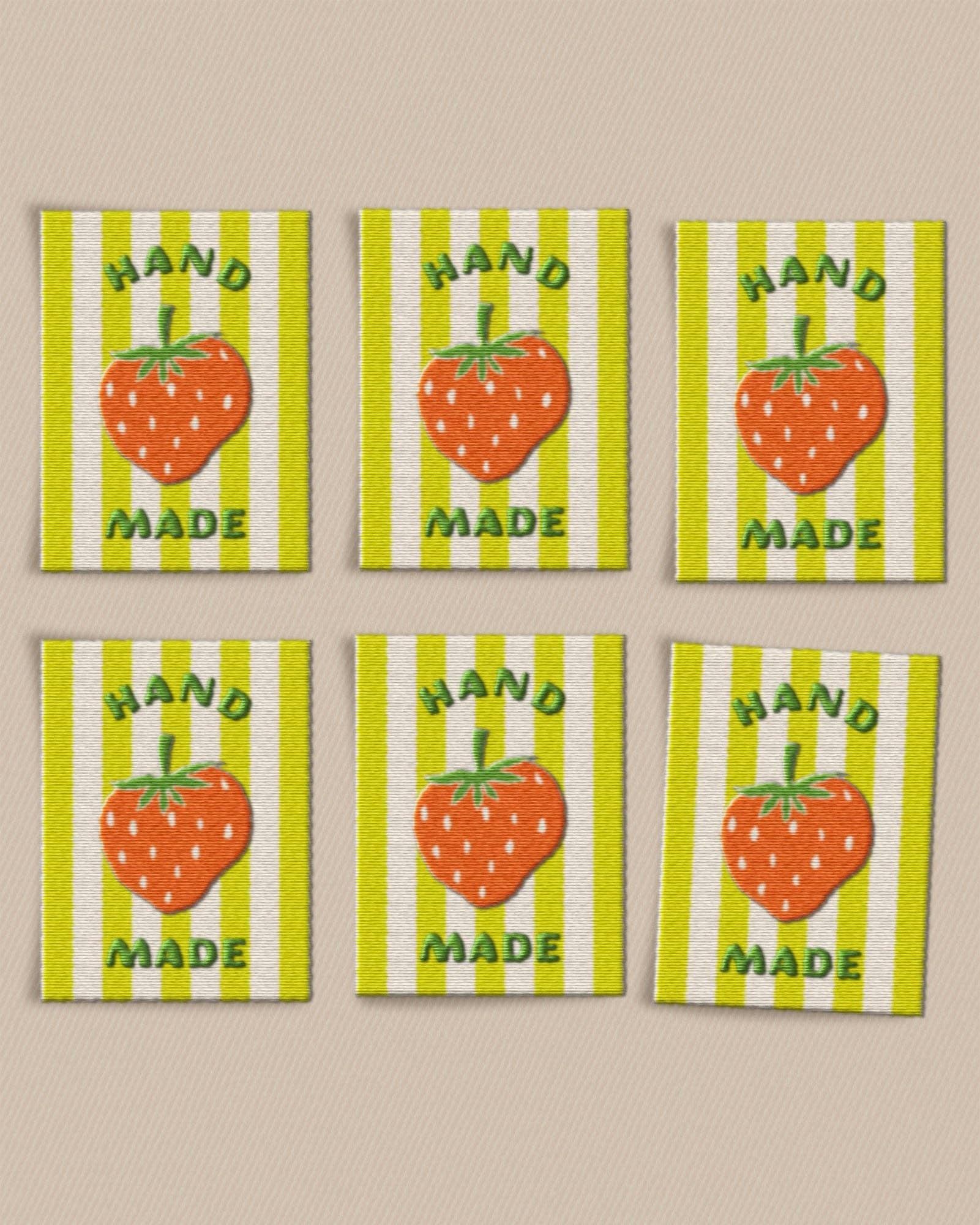 Strawberry Large Garment Labels - Boho Fabrics - Sew - in Labels