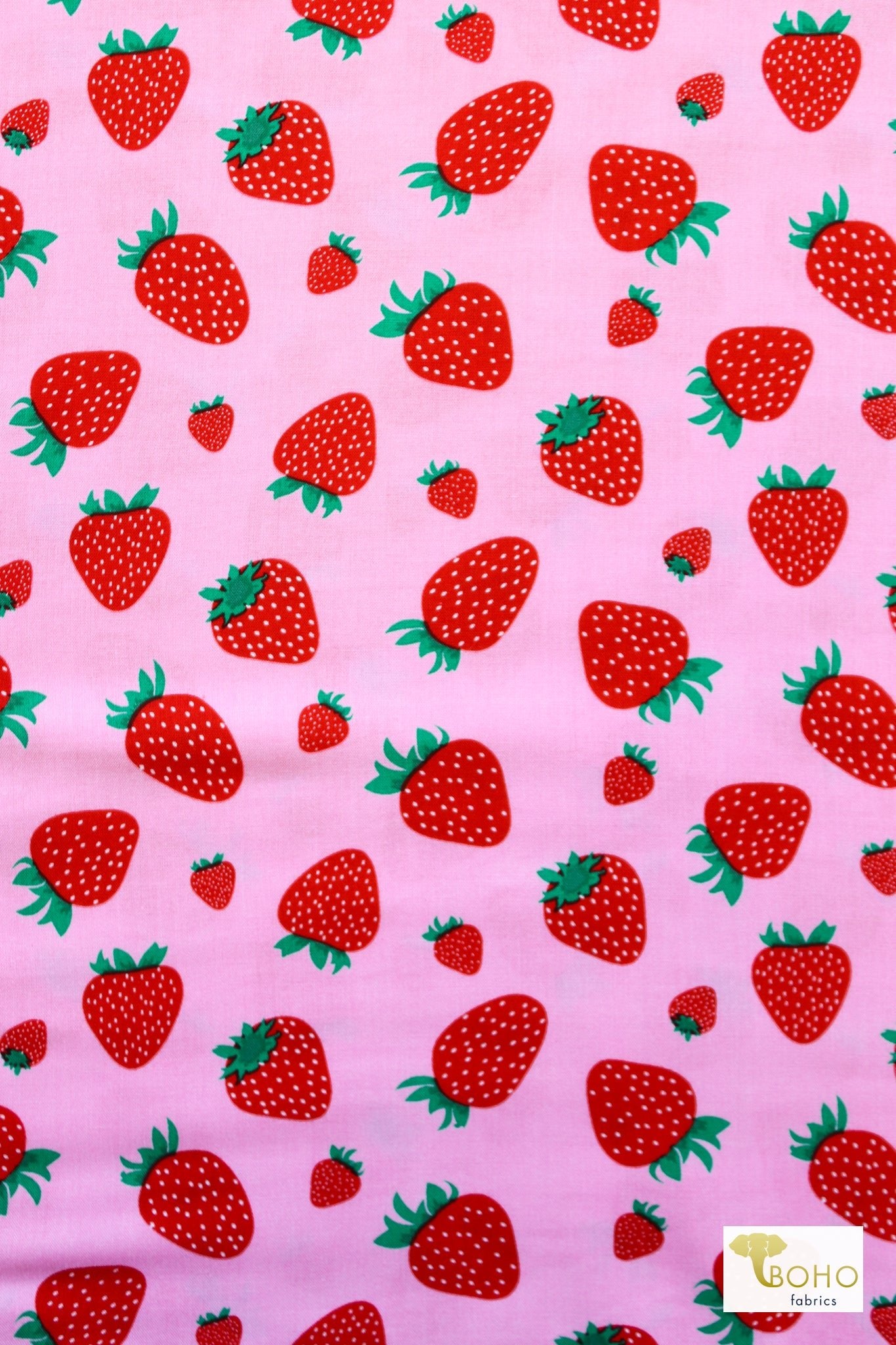 Strawberry Shortcake, Rayon Challis Woven Fabric - Boho Fabrics