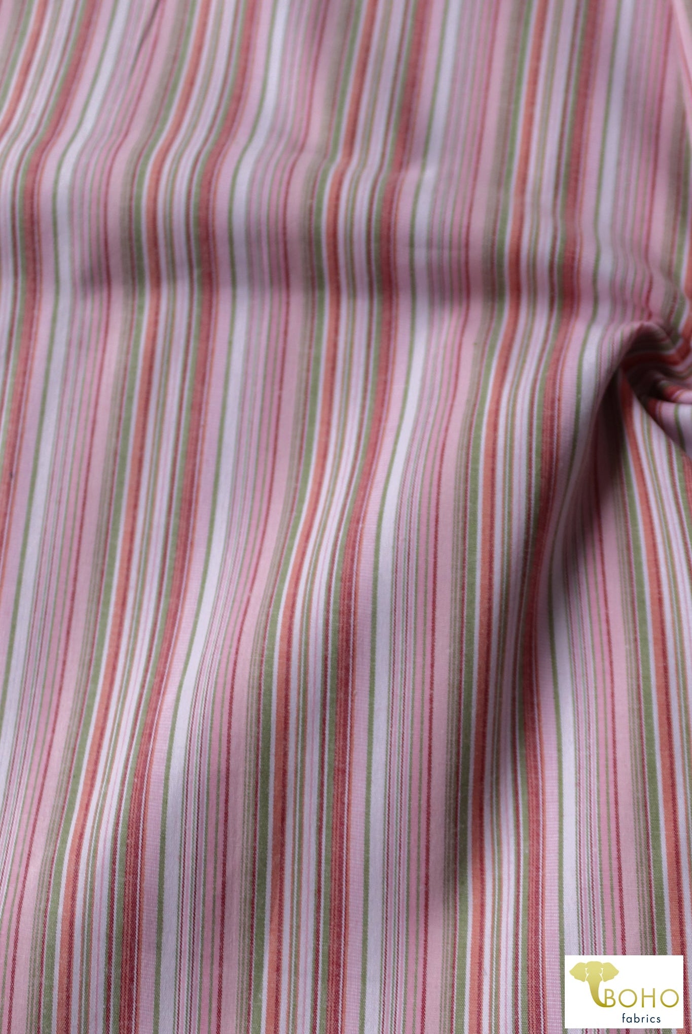 Strawberry Shortcake Stripes, Cotton Woven Fabric. - Boho Fabrics