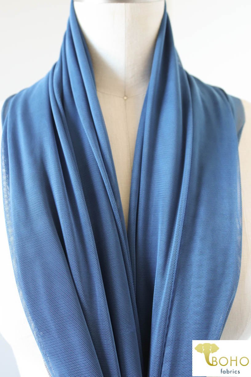 Stretch Mesh Solid in Denim Blue. SM-120. - Boho Fabrics