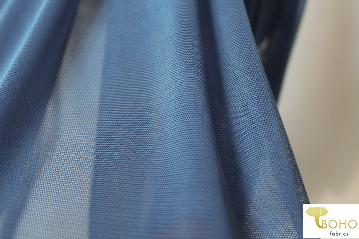 Stretch Mesh Solid in Denim Blue. SM-120. - Boho Fabrics